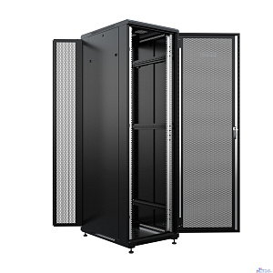 NTSS Шкаф напольный универсальный серверный NTSS R 42U 800х800мм, 4 профиля 19,  двери перфорированная и перфорированная двухстворчатая, боковые стенки съемные, регулируемые опоры, разобранный, черный