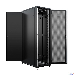 NTSS Шкаф напольный универсальный серверный NTSS R 42U 800х1000мм, 4 профиля 19, двери перфорированная и сплошная металл, боковые стенки съемные, регулируемые опоры, разобранный, черный RAL 9005 NTSS-