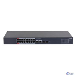 DAHUA DH-CS4220-16GT-240 16-портовый гигабитный PoE коммутатор с функцией облачного управления 16 RJ45 10/100/1000Мбит/с (PoE/PoE+/Hi-PoE),  2 RJ45 10/100/1000Мбит/с (uplink), 2 SFP 1000Мбит/с (uplink