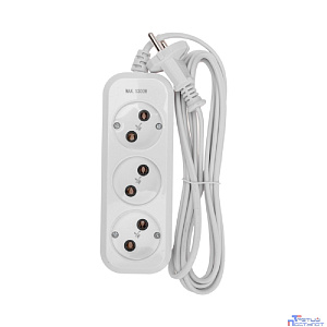 PROconnect (13-4206) Удлинитель 3 гнезда, 3м, 2х0,75мм?, б/з, белый