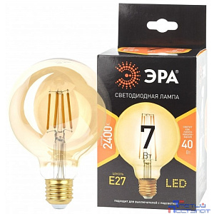 ЭРА Б0047662 Лампочка светодиодная F-LED G95-7W-824-E27 gold E27 / Е27 7Вт филамент шар золотистый теплый белый свет