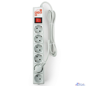 PowerCube Фильтр-удлинитель (SPG(5+1)-B-6), 1,9 м 6 розеток 10А/2,2кВт, серый