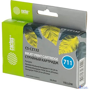 Cactus CZ132A  Картридж № 711  (CS-CZ132)  для HP Designjet T120/520, жёлтый, с чипом