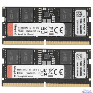 Память оперативная/ Kingston 32GB 4800MT/s DDR5 CL38 SODIMM (Kit of 2) FURY Impact PnP KF548S38IBK2-32