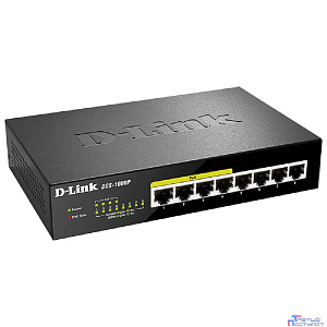 D-Link DGS-1008P/E1A Неуправляемый коммутатор с 8 портами 10/100/1000Base-T (4 порта PoE 802.3af/at, PoE-бюджет 80 Вт)