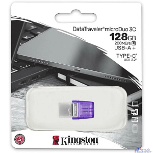Kingston USB Drive 128Gb DataTraveler microDuo 3C DTDUO3CG3/128GB USB3.0 фиолетовый