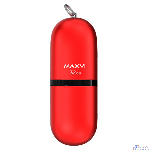 Maxvi USB Drive 32GB SF red, монолит с колпачком, soft touch, USB 2.0