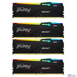 Память оперативная/ Kingston 128GB 5200MT/s DDR5 CL40 DIMM (Kit of 4) FURY Beast RGB XMP