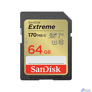 SecureDigital 64GB Sandisk Extreme SDXC Card 170MB/s  CL10 V30 UHS-I U3