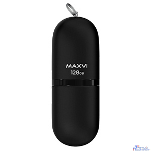 Maxvi USB Drive 128GB SF black, монолит с колпачком, soft touch, USB 2.0