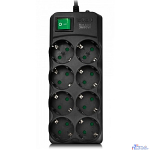 SVEN Фильтр SF-08E-16 5,0 м (8 розеток с защитными шторками,16А) черный, цветная коробка [SV-021726]