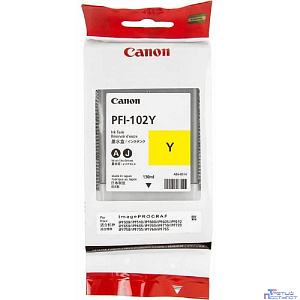 Canon PFI-102Y 0898B001 Картридж для Canon imagePROGRAF iPF605, iPF610., iPF650, iPF655, iPF710, iPF750, iPF755, LP17, iPF510, Желтый, 130 мл.