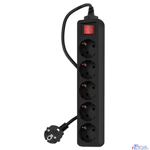 PC PET Сетевой фильтр AP01006-5-B 5м (5 розеток, EURO, EURO/RUS), черный {619895}