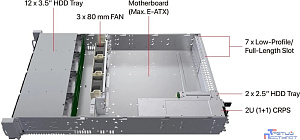 Ablecom CS-R29-01P 2U rackmount, EATX, ATX, Micro-ATX and Mini-ITX mb, 12*3.5" HS SAS/SATA, 12G BP, 800W CRPS(1+1)/ 648mm depth