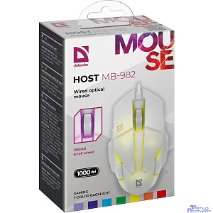 Defender Host MB-982 [52983] { Проводная оптическая мышь, 7 цветов,1000 dpi, белый  }