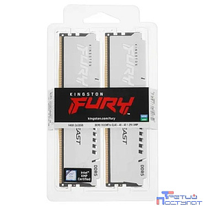 Kingston 64GB 5600MT/s  DDR5 CL40 DIMM (Kit of 2) FURY Beast White XMP KF556C40BWK2-64