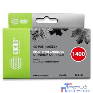 CACTUS PGI-1400XL BK Картридж струйный для Canon MB2050/MB2350/MB2040/MB2340, черный (36мл)