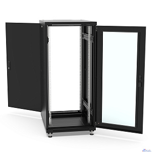 Шкаф напольный 19", 27U Filum FL-NT-2768GM1M-BK NETWORK (ШхГхВ) 600x800x1098 мм, двери: стеклянная/сплошная металл, цвет черный RAL9005