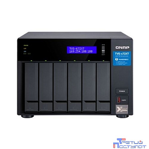 QNAP TVS-672XT-i3-8G Сетевое хранилище без дисков SMB 6-Bay NAS, Intel Core i3-8100T 4-core 3.1 GHz Processor, 8GB DDR4 RAM (max 32GB RAM), 6x 2.5"/3.5" SATA HDD/SSD + 2x M.2 PCIe SSD slot, 2xGbE LAN
