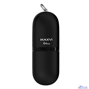 Maxvi USB Drive 64GB SF black, монолит с колпачком, soft touch, USB 2.0