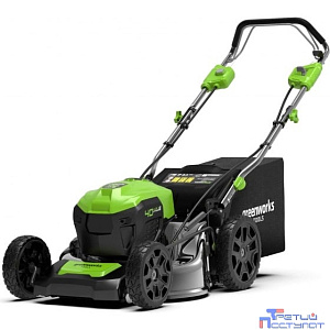 Greenworks GD40LM46SP Газонокосилка аккумуляторная, 40V, 46см, самоходная, бесщеточная, c 1хАКБ 5 Ач и ЗУ [2506807UG]