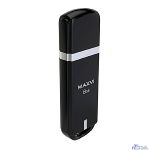 Maxvi USB Drive 8GB P3 black, монолит с колпачком, ABS пластик, USB 2.0