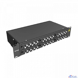 NTSS Кросс 19" NTSS PREMIUM, предсобранный 2U, 48 портов FC/UPC, 9/125 мкм, (розетки, сплайс 2шт, КДЗС, пигтейлы), черный, RAL9005 NTSS-RFOB-PM-2U-48-FC/U-9-SP1.5G2A-BL