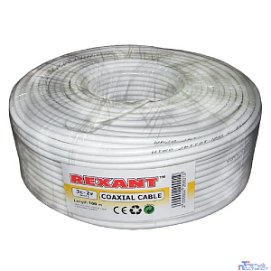 Rexant (01-2611) Кабель коаксиальный 3С-2V, 75Ом, CCS/Al/Al, 48%, 100м, INDOOR, белый