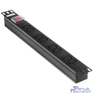Gembird EHB8-4 Блок 1 вход С14/ 8 выходов C13 с защитой для 19".  16A. 1U