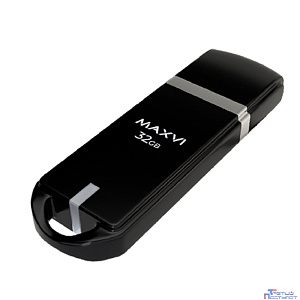 Maxvi USB Drive 32GB P3 black, монолит с колпачком, ABS пластик, USB 2.0