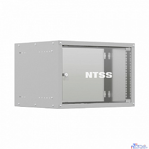 NTSS Шкаф настенный телекоммуникационный NTSS LIME 6U 550х350х370мм, 2 профиля 19, дверь стеклянная, боковые стенки несъемные, разобранный, серый RAL 7035 NTSS-WL6U5535GS