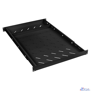 Полка Cabeus SH-J018-SS-600-100KG-BK 19" перфорированная глубиной 600-1000 мм для напольных шкафов и открытых стоек, усиленная до 100кг, цвет черный