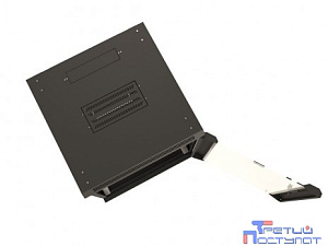 Hyperline TWB-FC-1266-GP-RAL9004 Шкаф настенный 19-дюймовый (19"), 12U, 650x600x600 мм, стеклянная дверь с перфорацией по бокам, ручка с замком, с возможностью установки на ножки, цвет черный RAL 9004