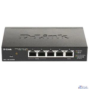 D-Link DGS-1100-05PDV2/A1A Настраиваемый L2 коммутатор с 5 портами 10/100/1000Base-T (2 порта PoE, 1 порт для питания коммутатора по PoE). (Питание осуществляется только по PoE.)