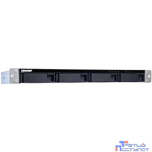 Полка расширения сетевого хранилища без дисков/ SMB QNAP TL-R400S SATA 6GB/s JBOD storage enclosure, 4-tray 3,5"/2,5" w/o HDD, 1 x SFF-8088, 1 PSU. Rackmount. W/o rail kit RAIL-B02