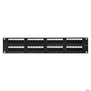 Патч-панель 19" NEOMAX [NM-PP-2U48P-UC5E-D-108-BK] 2U, 48 портов, кат.5E, UTP, Dual IDC, цвет черный