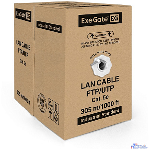 Exegate EX190970RUS Кабель FTP 4 пары кат.5e Exegate CCA, 24AWG, экран, 305м pullbox, серый