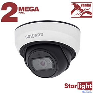 BEWARD SV2012DBS Купольная IP-камера 2 Мп, 1/2.8'' КМОП Starlight,  2xWDR до 120 дБ, 3 потока H.265/Н.264 HP/MP/BP, MJPEG, 30к/с, 1920?1080, объектив 2.8 / 3.6 мм (на выбор)