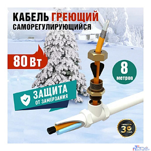 Rexant 51-0604 Греющий саморегулирующийся кабель (комплект в трубу) 10HTM2-CT ( 8м/80Вт)