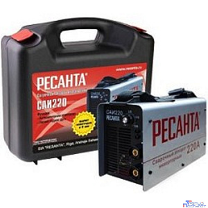 Ресанта САИ 220 65/22 Сварочный аппарат инверторный в кейсе [65/22] {154В-242В, макс.6,6кВт, 10А-220А, ПВ 70%, напр. холостого хода 80В, напр. 28В, макс. диаметр электрода 5мм, 4,9 кг}