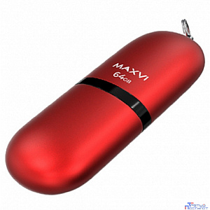 Maxvi USB Drive 64GB SF red, монолит с колпачком, soft touch, USB 2.0