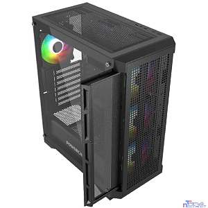 Powercase Ultimate Black, Tempered Glass, 4x 120mm ARGB fans, ARGB HUB, чёрный, ATX  (CUB-A4)