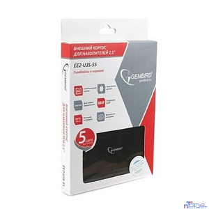 Gembird EE2-U3S-55 Внешний корпус 2.5" чёрный, USB 3.0, SATA, до 2 Тб, алюминий