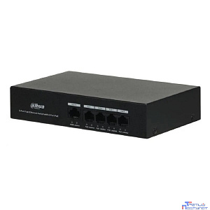 DAHUA DH-PFS3005-4ET-36 5-портовый неуправляемый коммутатор с РоЕ, 4xRJ45 100Mb PoE, 1xRJ45 100Mb, суммарно 36Вт, коммутация 1 Гбит/с, MAC-таблица 1К, металл