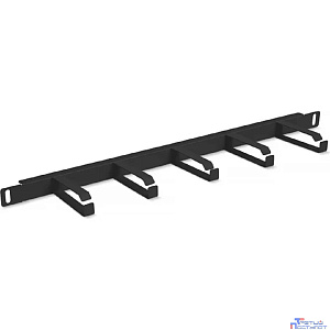 Cabeus JB08-0,5U-BK Кабельный органайзер горизонтальный 19" 0.5U, 5 колец, металлический, цвет черный (RAL9004)