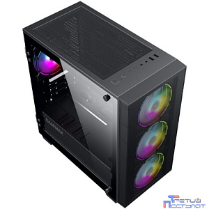Gamemax Aero Mini mATX case, black, w/o PSU, w/1xUSB3.0+1xUSB2.0, w/3x12cm ARGB front fans GMX-12-Rainbow-D), w/1x12cm ARGB rear fan (GMX-12-Rainbow-D)