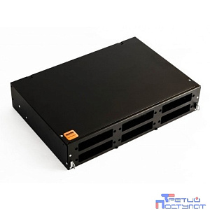 Hyperline FO-19V-2U-6xSLT-W130H30-48UN-BK Бокс оптический универсальный 19" выдвижной, с полкой, от 8 до 48 портов (SC, duplex LC, ST, FC), со сплайс пластиной, без Пигтейлов и проходных адаптеров, 2U
