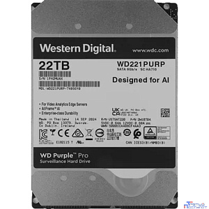22TB WD Purple Pro (WD221PURP) {Serial ATA III, 7200- rpm, 512Mb, 3.5"}