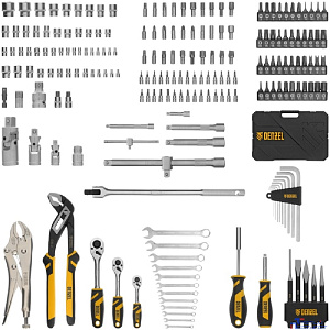 Набор инструментов, 1/2", 3/8", 1/4", CrV, S2, пластиковый кейс, 232 предмета// Denzel [15808]