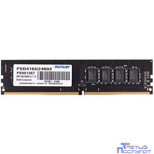 Patriot DDR4 DIMM 16GB PSD416G24002 PC4-19200, 2400MHz